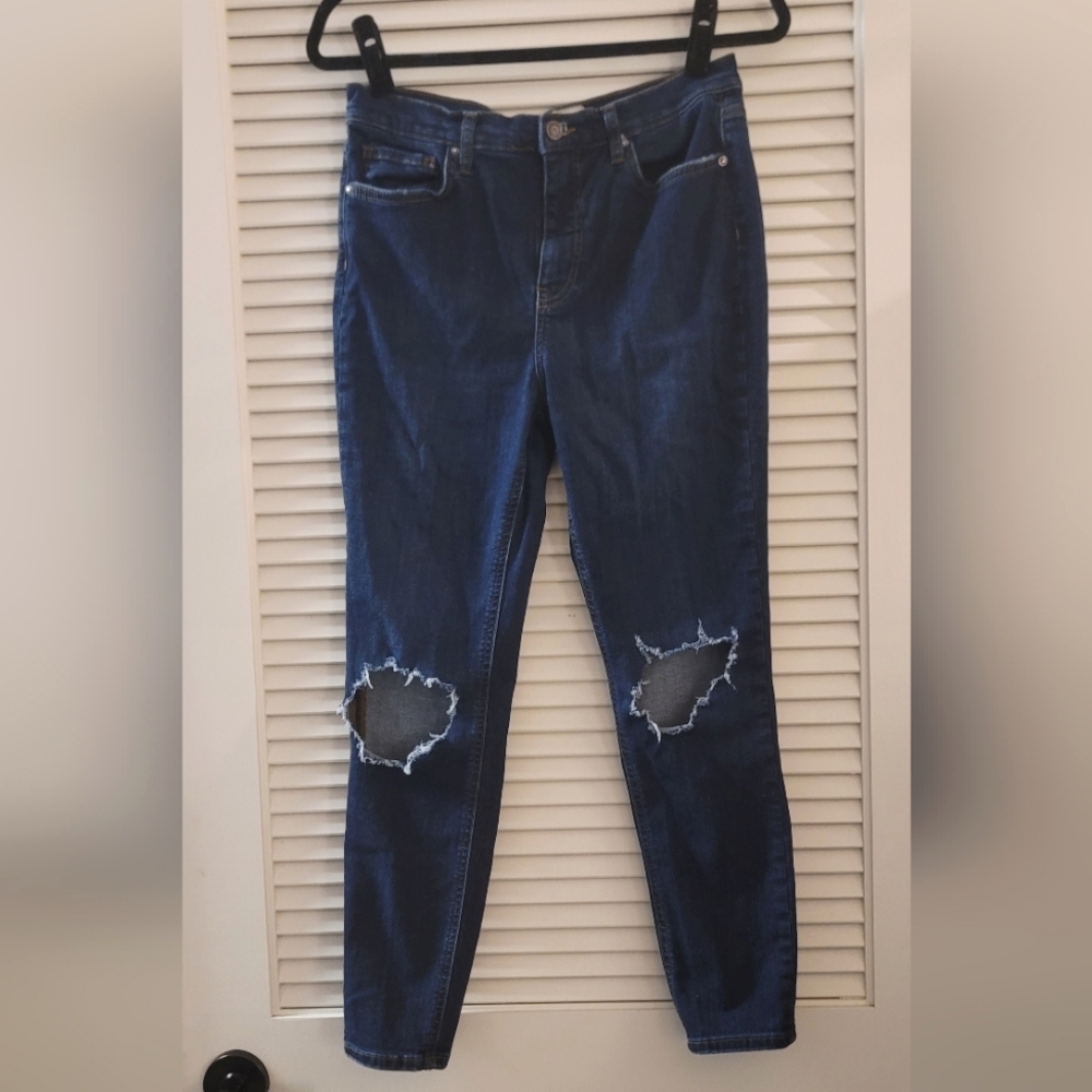 Free People - Dark Blue Distressed Jeans With Pockets